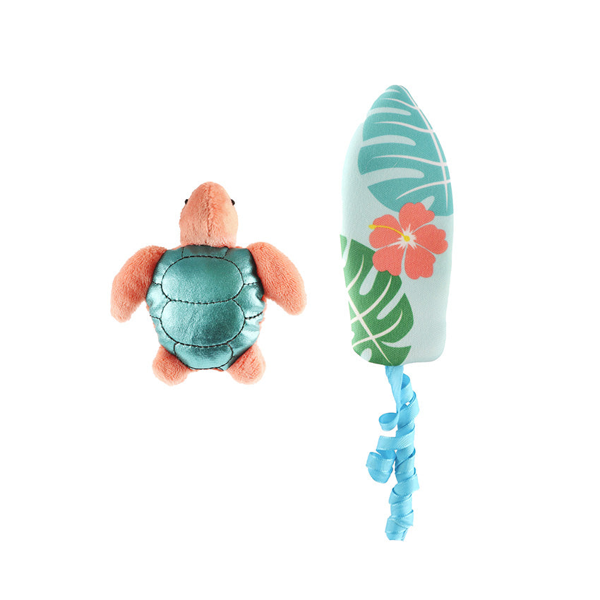 croci-jouets-chat-lot-2-peluche-plume-tortue-tropical-6-cm image 1