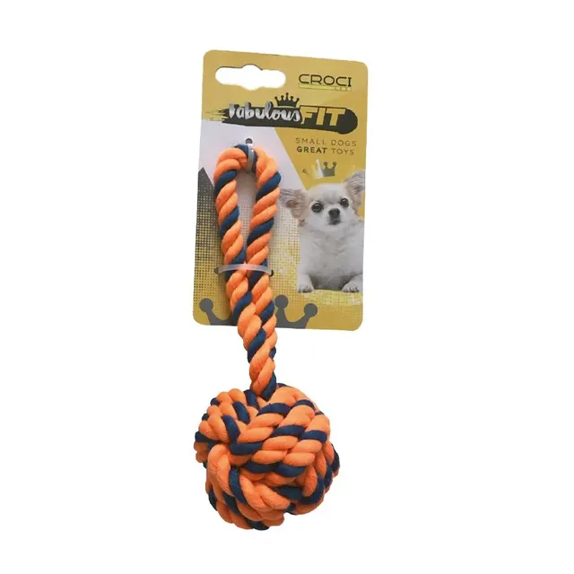 croci-cotonosso-mini-ball-jouet-corde-chien-16-cm-orange image 1