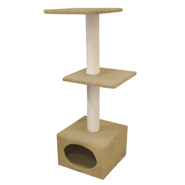 croci-monaco-arbre-chat-beige-35x35x103-cm-avec-griffoir image 1