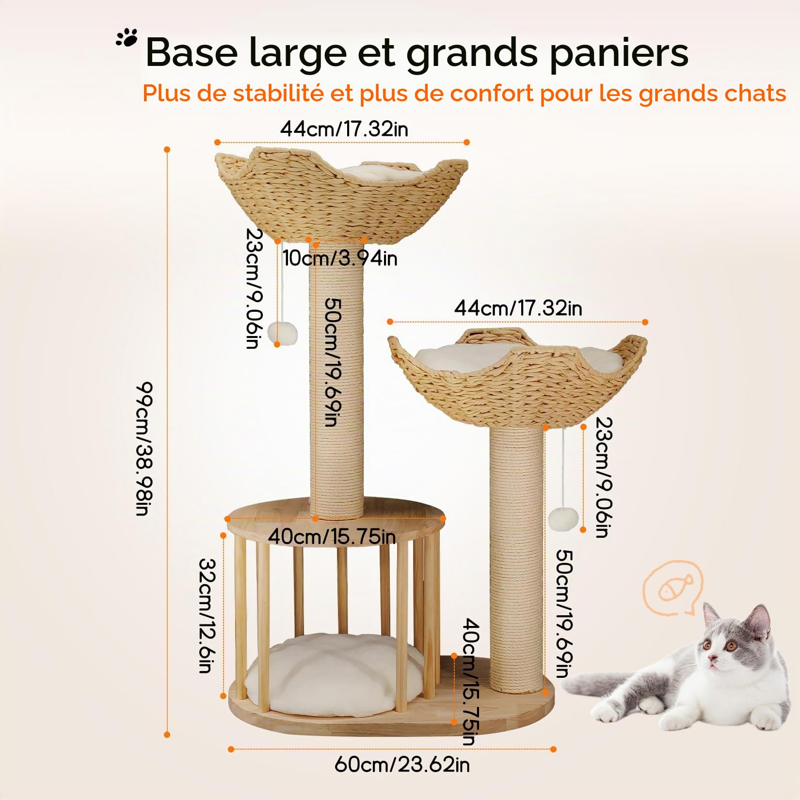 bingopaw-arbre-chat-99-cm-sisal-2-plateformes-niche image 4