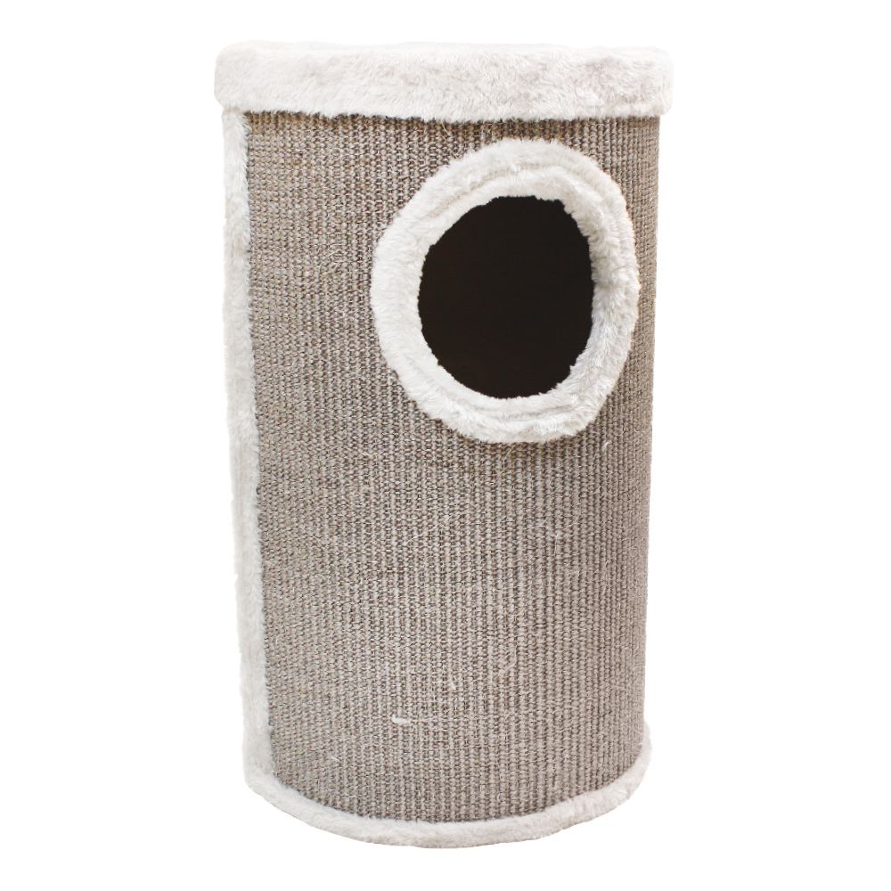 croci-cat-tower-griffoir-chat-gris-sisal-peluche image 1