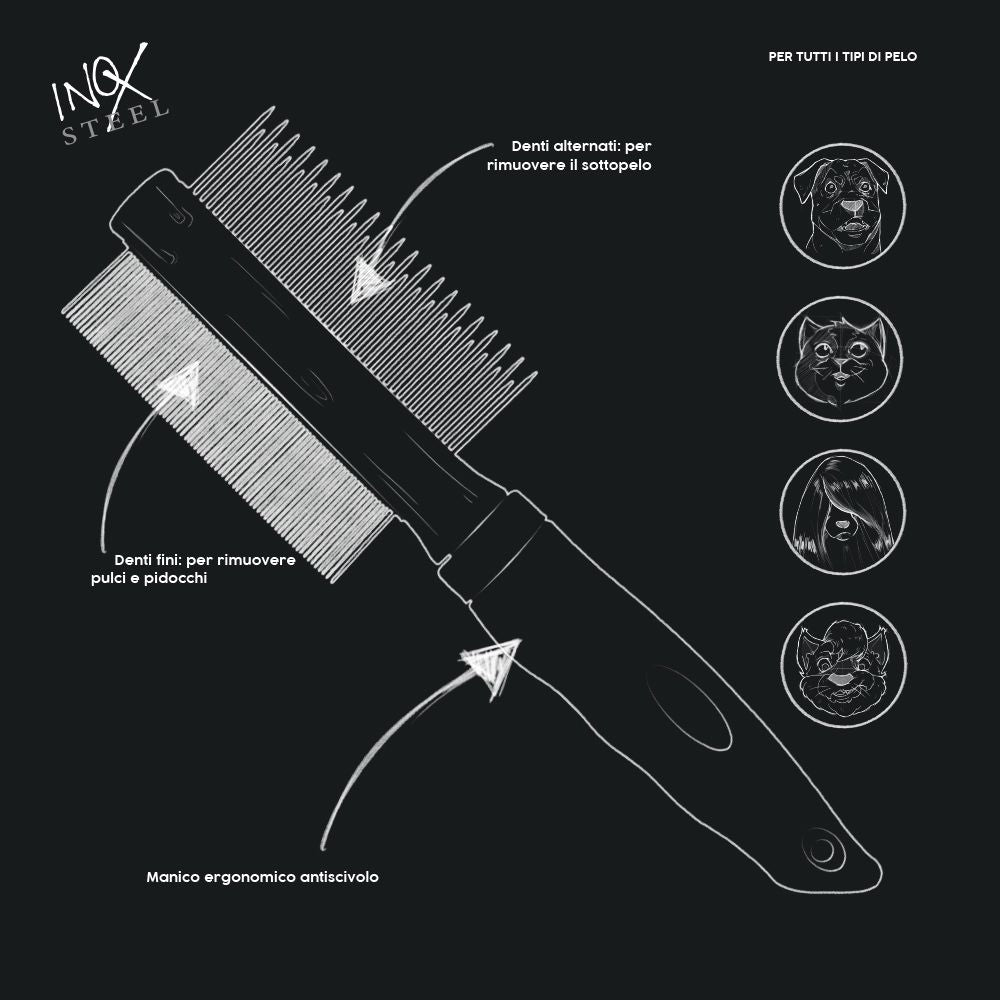 croci-barbershop-peigne-double-dents-chien-et-chat-anti-puces image 2