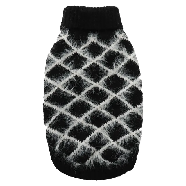 croci-pull-chien-noir-col-roul-rayures-blanches-30-cm image 1