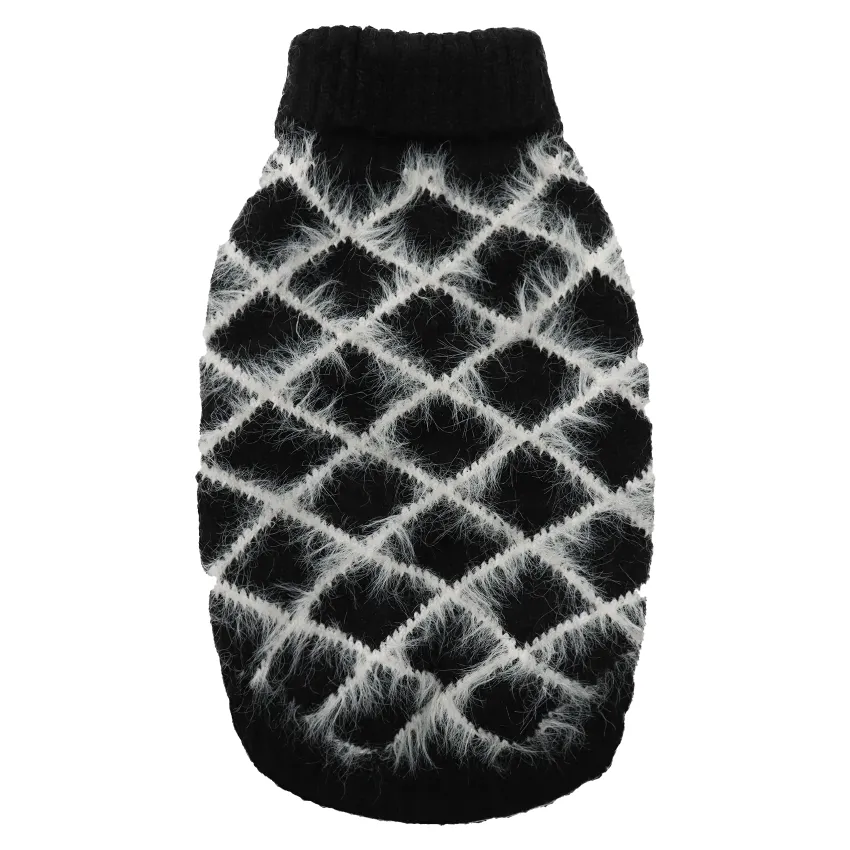 croci-pull-chien-noir-col-roul-rayures-blanches-30-cm image 1
