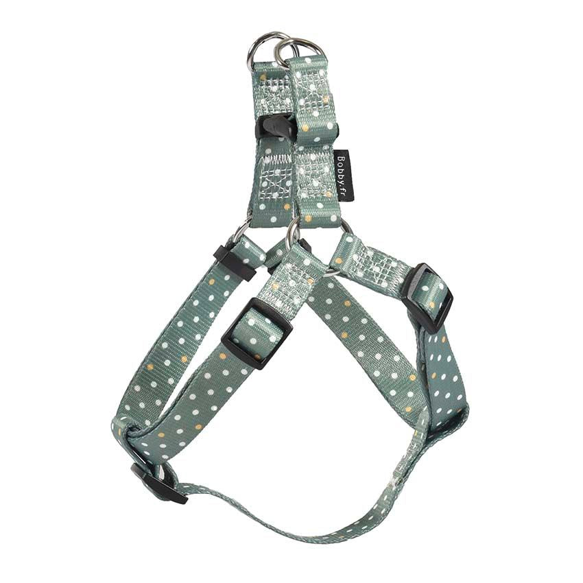 croci-bobby-pretty-harnais-chien-nylon-pois-bleu image 4
