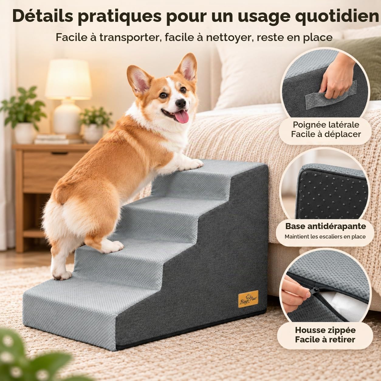bingopaw-escalier-chien-4-marches-49-5-cm-mousse image 6