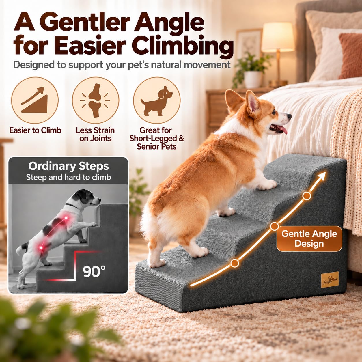 bingopaw-escalier-chien-4-marches-49-5-cm-mousse image 2