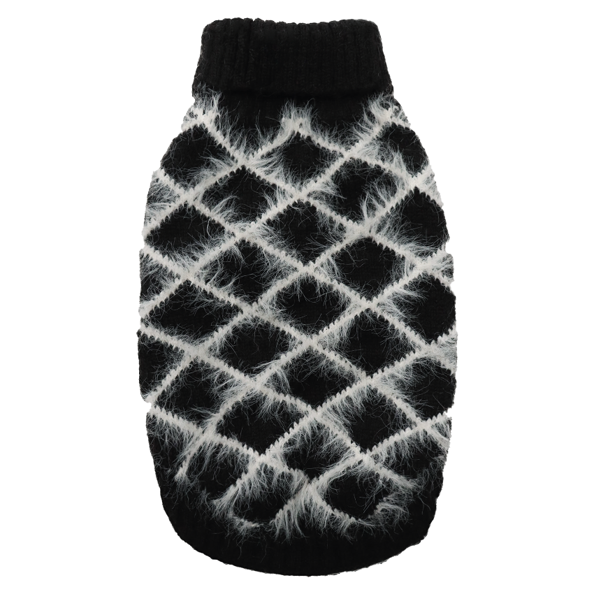 croci-pull-chien-noir-col-roul-rayures-blanches-30-cm image 1