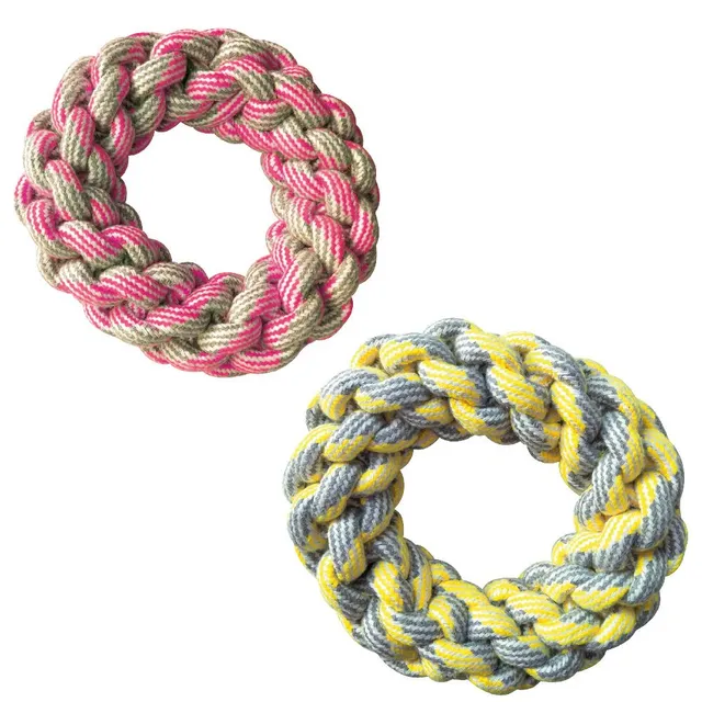 croci-pastel-jouet-chien-corde-anneau-rose-18-cm image 1