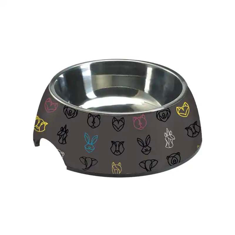 croci-gamelle-chien-chat-acier-m-lamine-noire-800-ml image 1