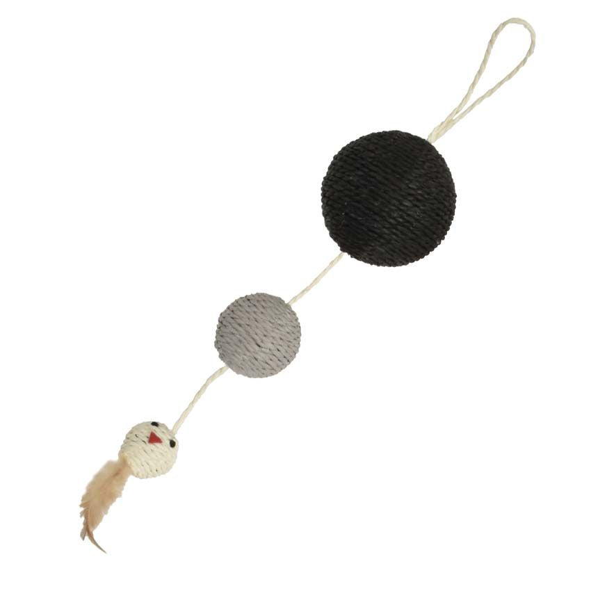 croci-bobby-plume-jouet-chat-corde-papier-noir-55-cm image 2