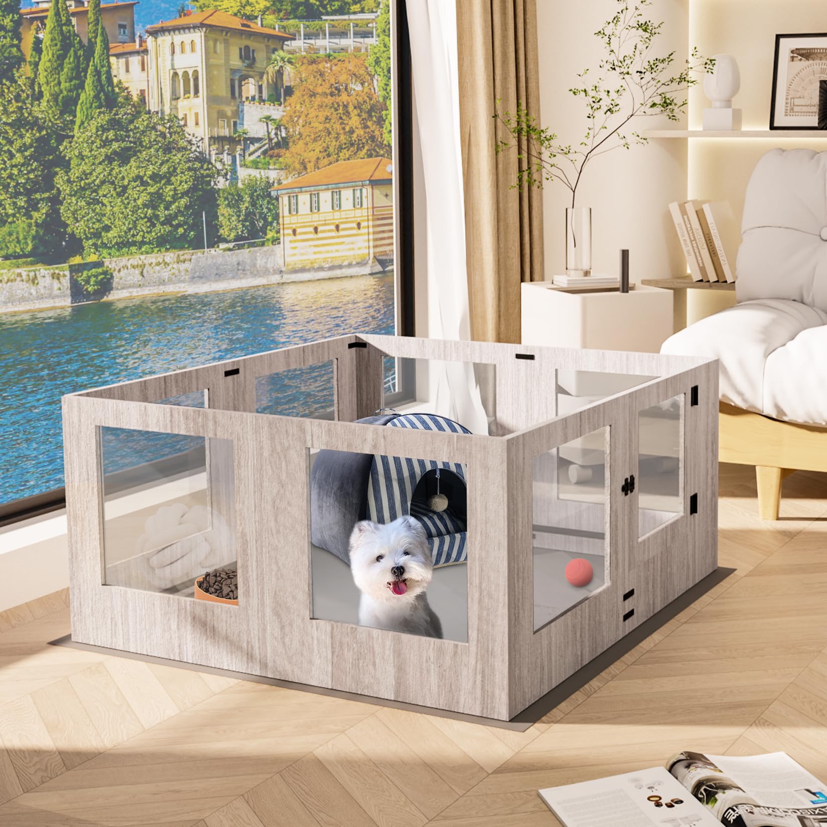 bingopaw-playpen-fence-parc-chien-verre-120cm-parc-complet-tapis image 8