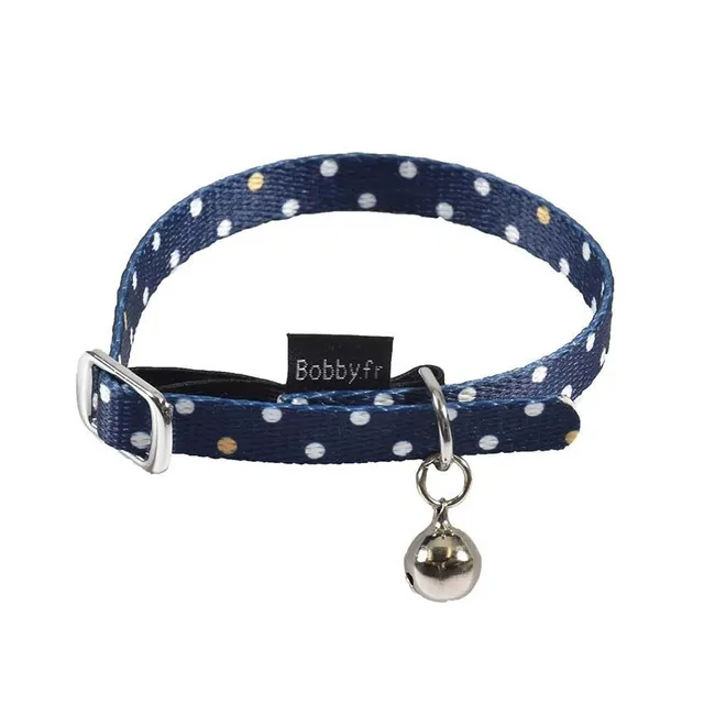 croci-bobby-pretty-collier-chat-nylon-bleu-pois-30x1-cm-clochette image 1