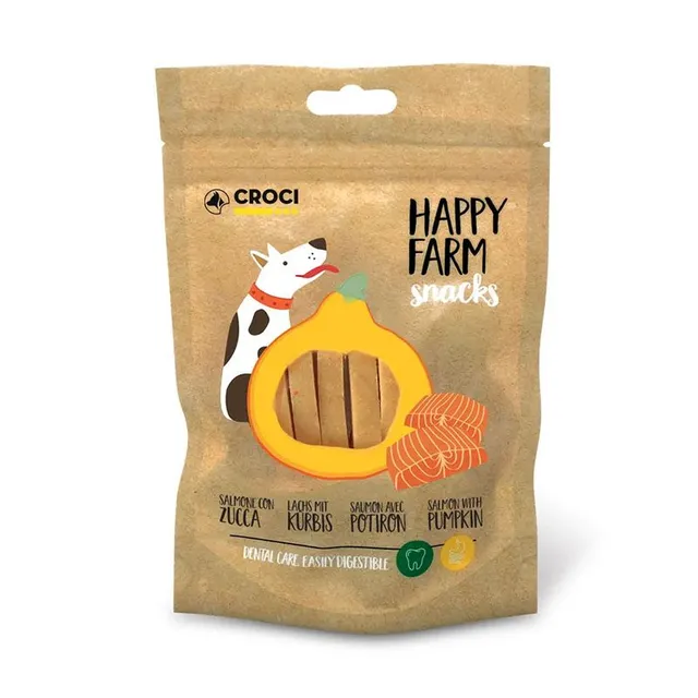 croci-happy-farm-friandise-chien-saumon-potiron-80-g image 1