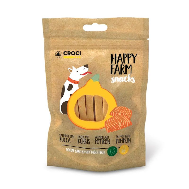 croci-happy-farm-friandise-chien-saumon-potiron-80-g image 1
