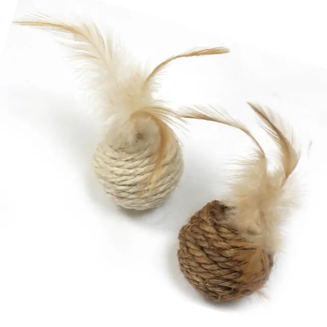 croci-balle-corde-jouet-chat-plume-4-2-cm image 1