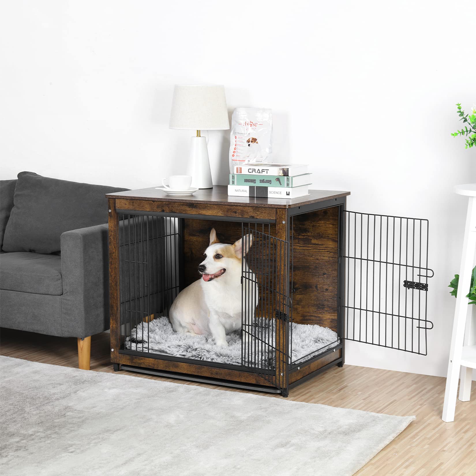 bingopaw-dog-crate-cage-chien-bois-63x51cm-double-porte image 3