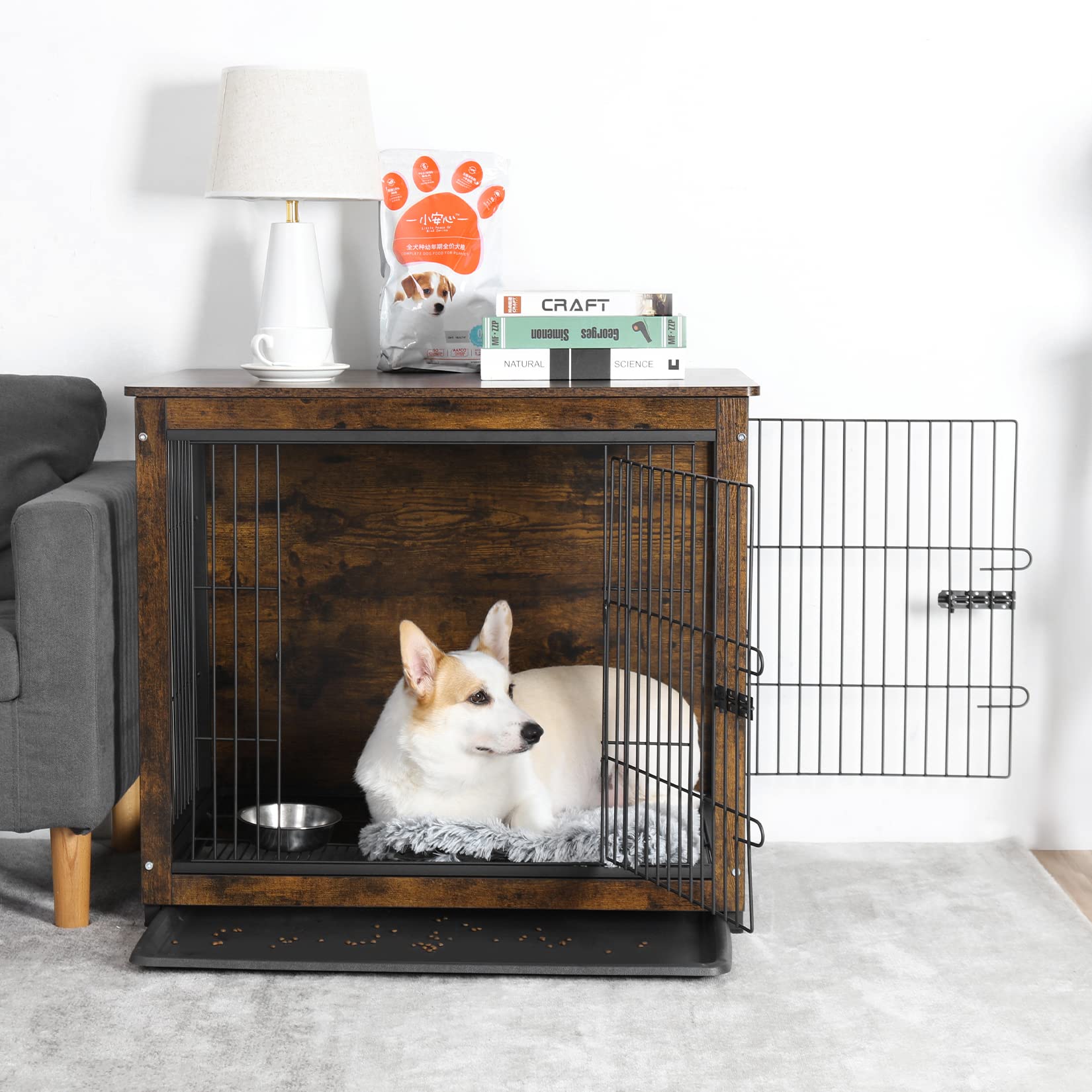 bingopaw-dog-crate-cage-chien-bois-63x51cm-double-porte image 2