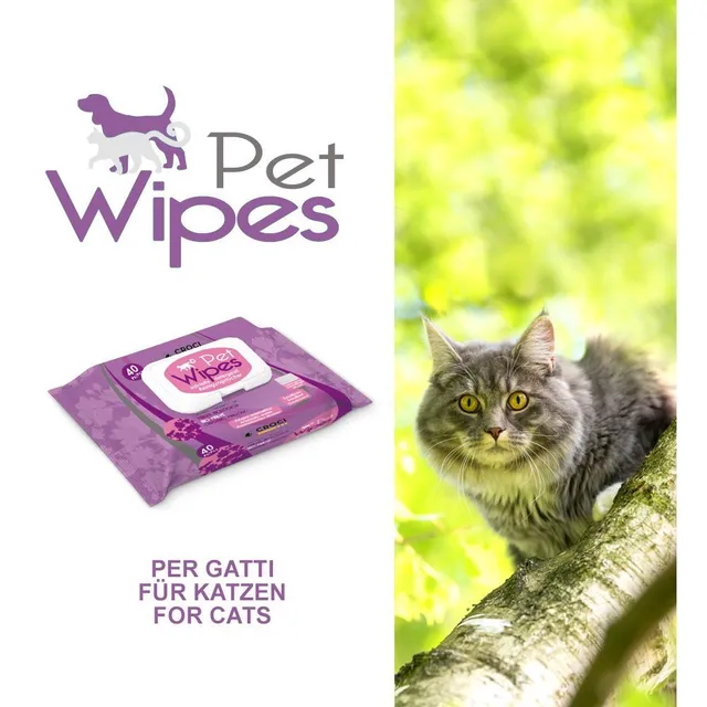 croci-pet-wipes-lingettes-chat-mauve-bio-40-pcs image 1