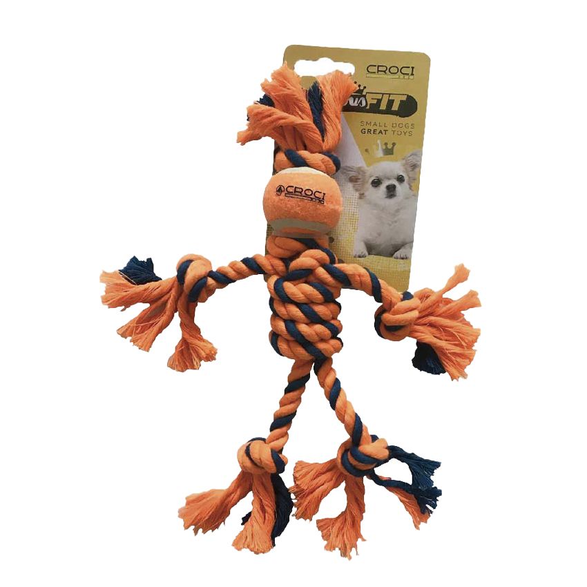 croci-mini-braid-jouet-corde-chien-balle-orange-25-cm image 2