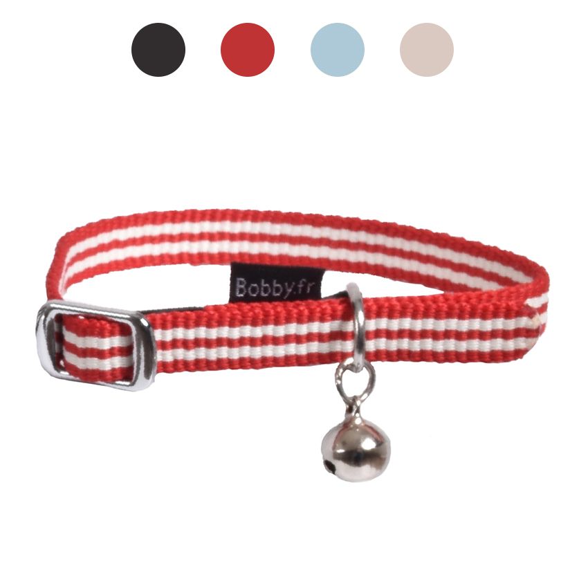 croci-bobby-stripe-collier-chat-nylon-bleu-ciel image 1
