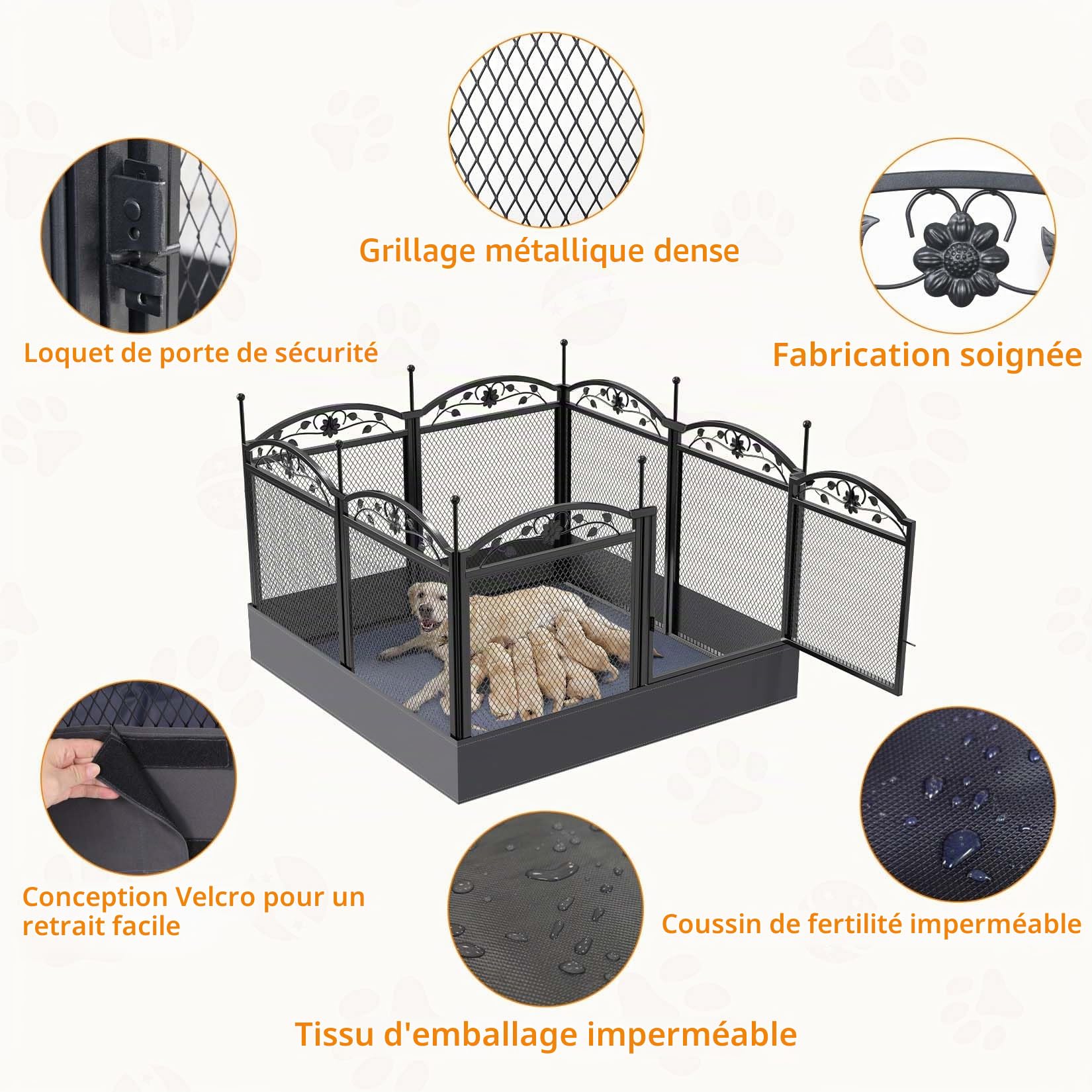 bingopaw-playpen-fence-parc-chien-xxl-126x126x80cm-pliable image 5