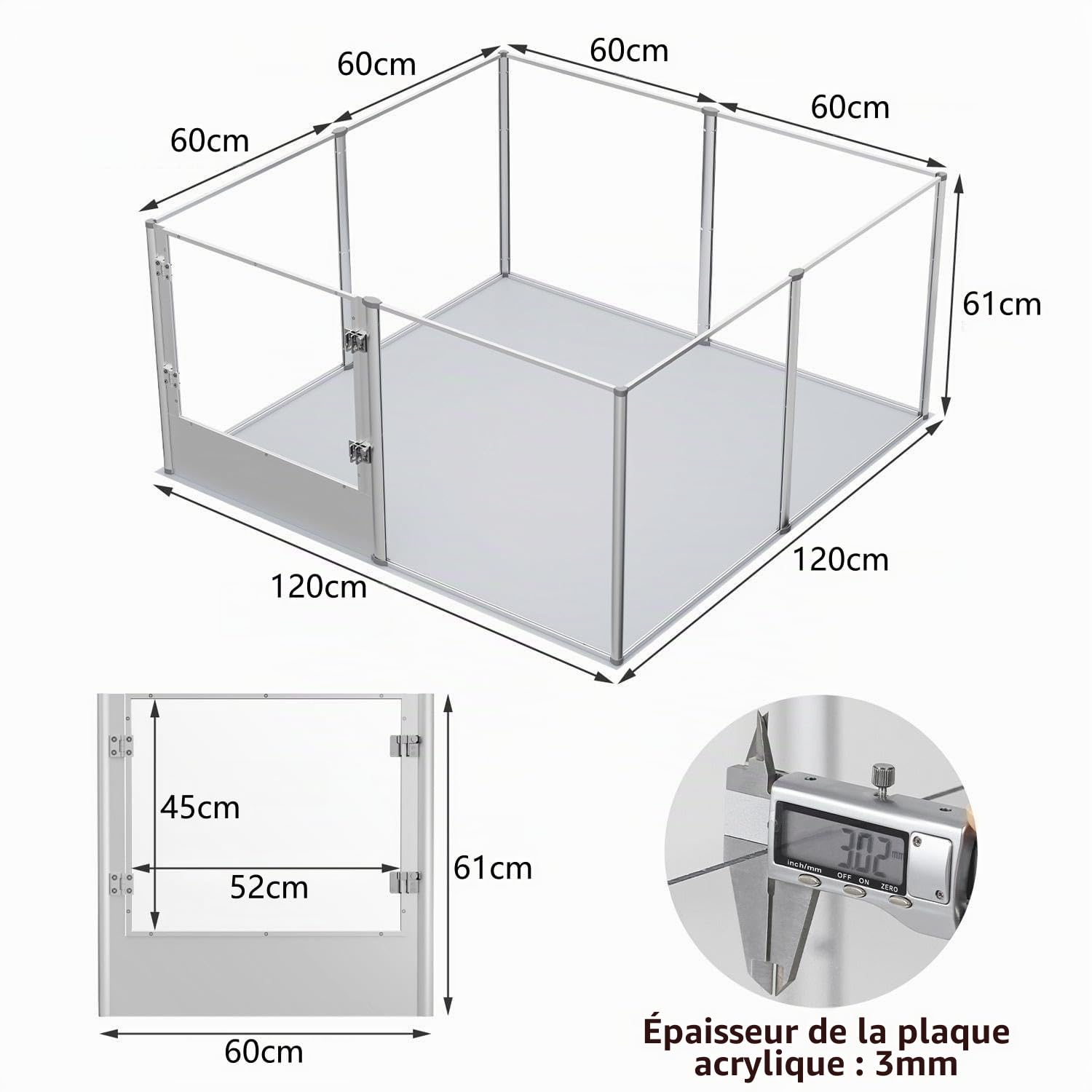 bingopaw-playpen-parc-chien-120x120x61cm-acrylique image 5
