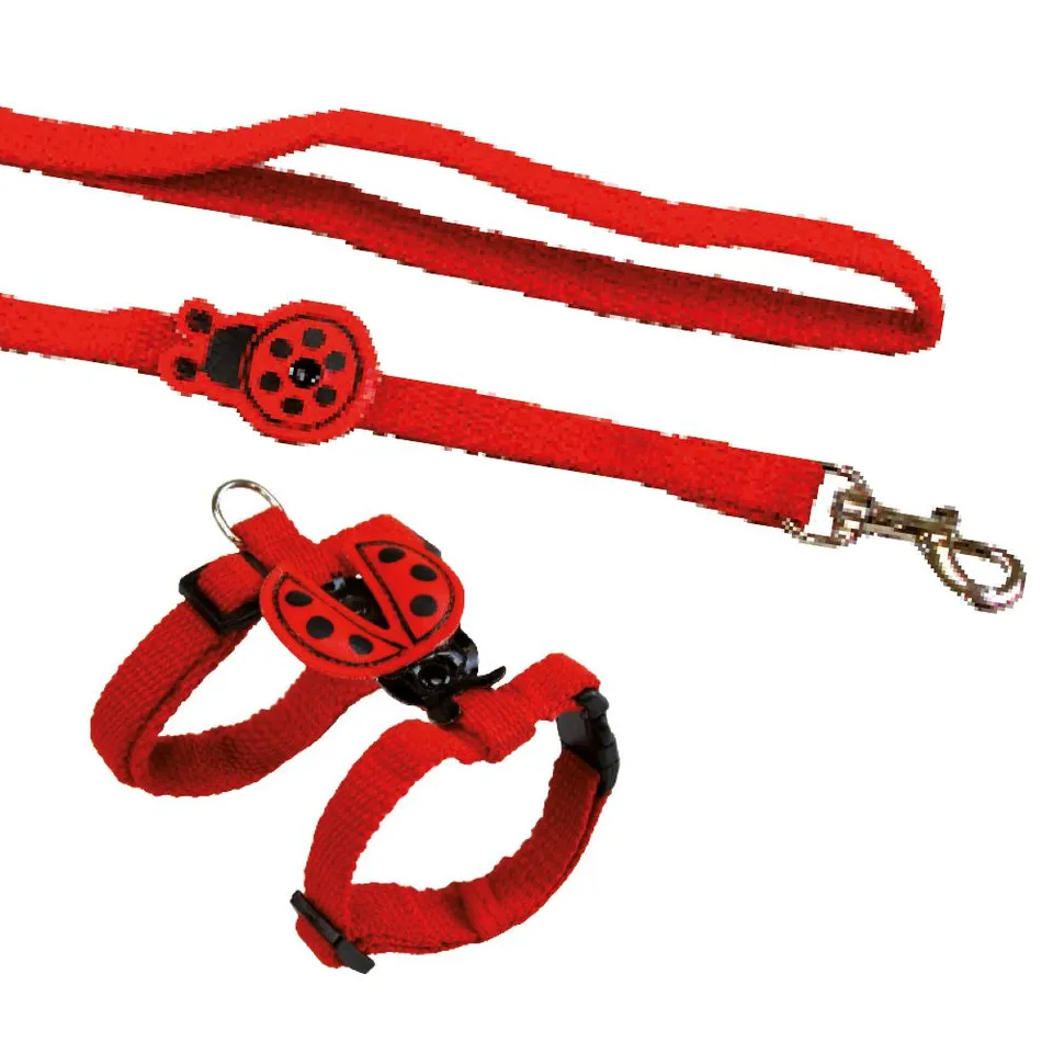 croci-ladybird-laisse-harnais-chien-nylon-rouge image 1