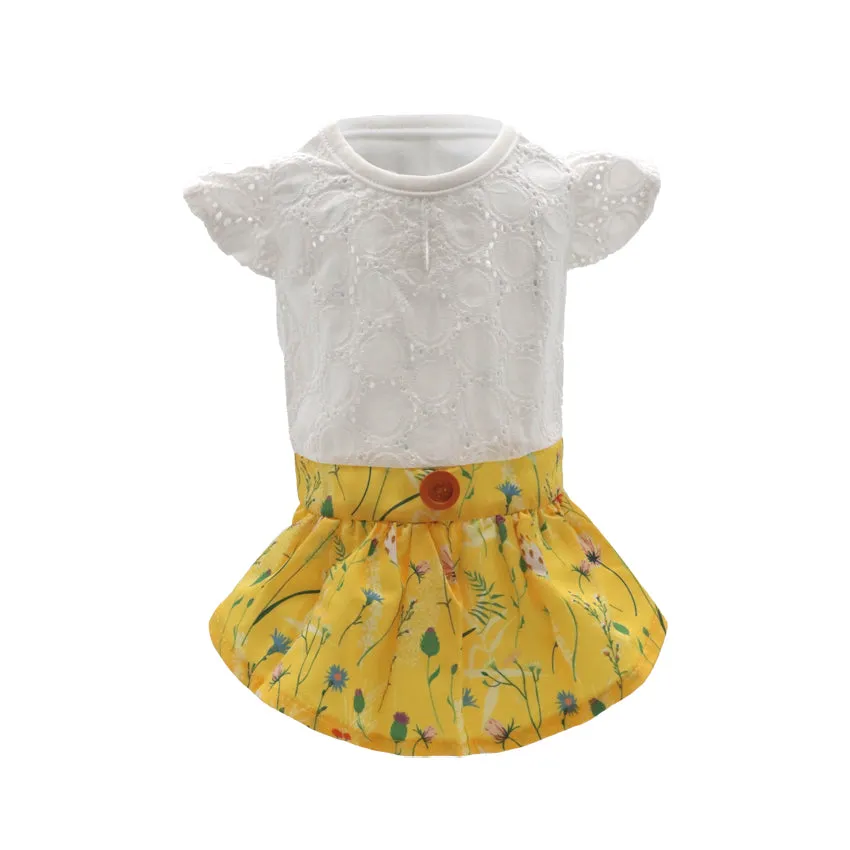 croci-sunny-bloom-robe-chien-dentelle-fleurs-35-cm image 1