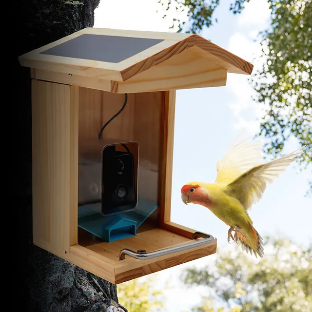 croci-smart-mangeoire-oiseaux-wifi-cam-ra-hd-bois-solaire image 1