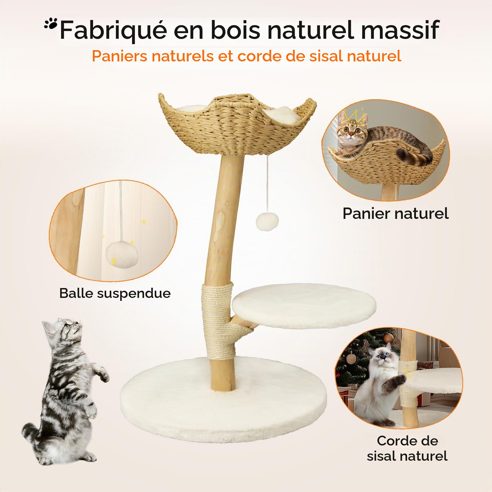 bingopaw-cat-climber-arbre-chat-bois-91-cm-sisal-2-plateformes image 5