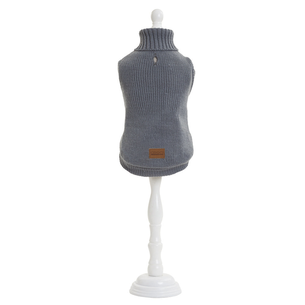 croci-moscow-pull-pour-chien-gris-col-roul-tricot image 1