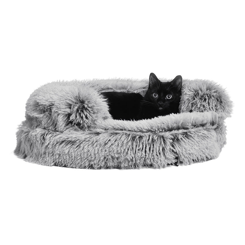 croci-bobby-poilu-canap-chat-rond-gris-douillet image 1