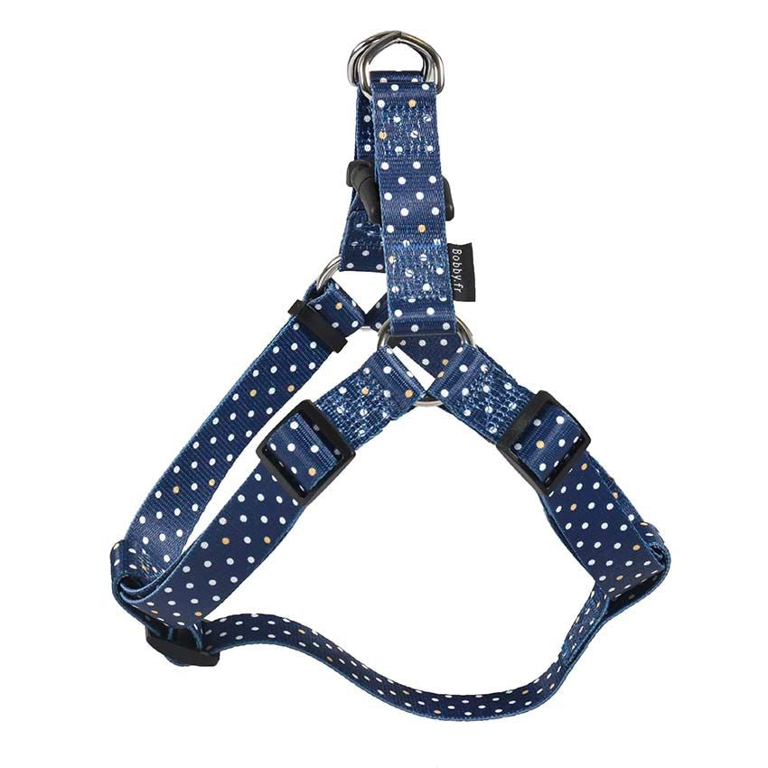 croci-bobby-pretty-harnais-chien-nylon-pois-bleu image 3