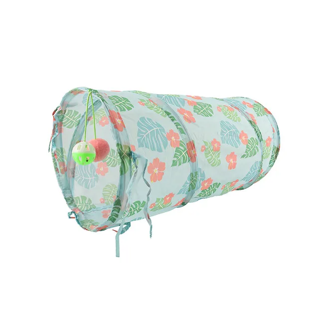 croci-tunnel-jeu-chat-pliable-tropical-clochette-suspendue image 1