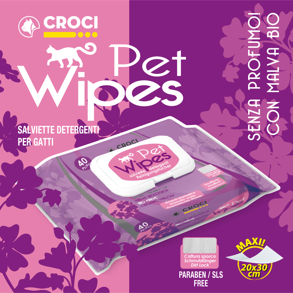 croci-pet-wipes-lingettes-chat-mauve-bio-40-pcs image 2