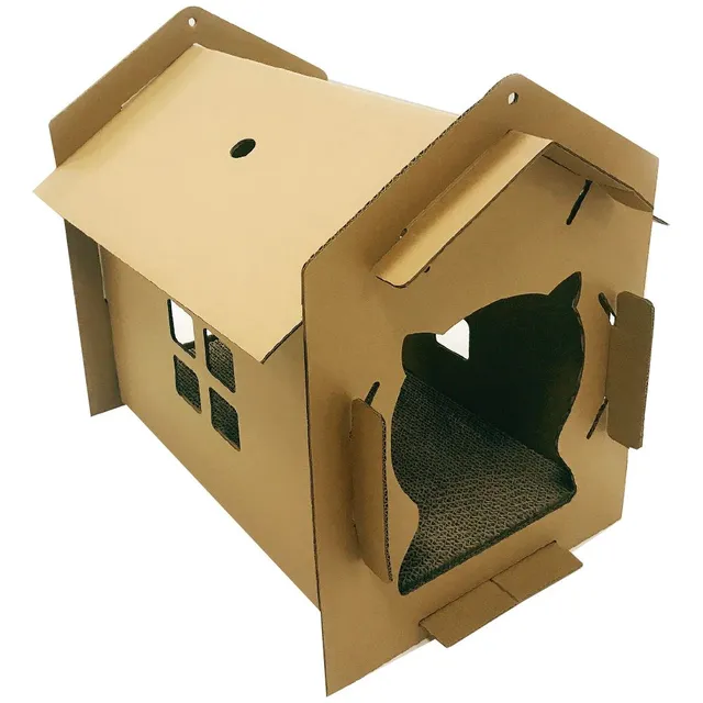 croci-villa-griffoir-carton-maison-ferm-e-chat-42x35x50-cm image 1