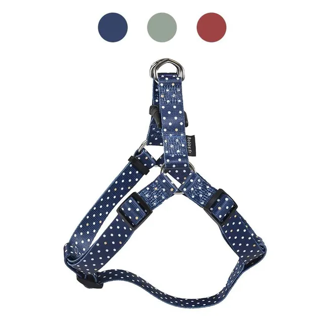 croci-bobby-pretty-harnais-chien-nylon-pois-bleu image 1