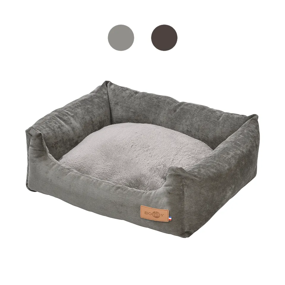 croci-bobby-daryl-panier-chien-rectangulaire-velours-gris image 1
