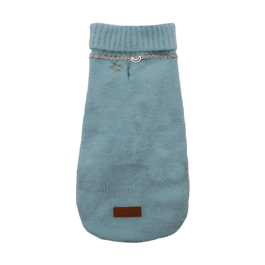 croci-pull-angora-chien-bleu-35-cm-col-bijou-chaud image 1