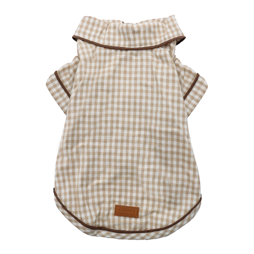 croci-chemise-chien-carreaux-beige-taille-30-velcro image 1