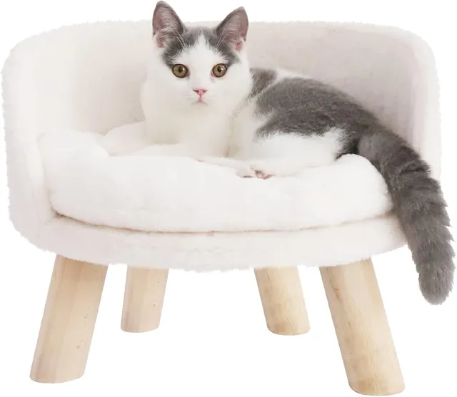 bingopaw-pet-sofa-canap-chat-blanc-sur-pieds-d-houssable image 1