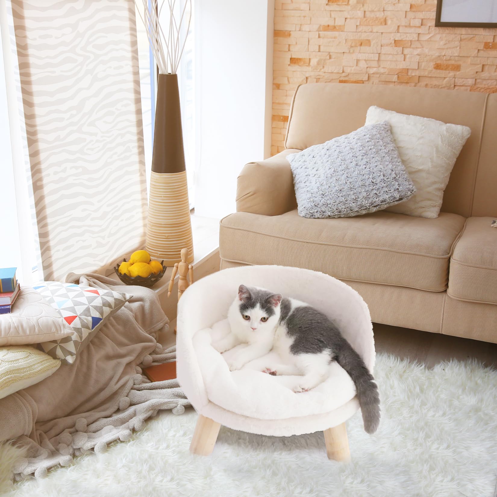 bingopaw-pet-sofa-canap-chat-blanc-sur-pieds-d-houssable image 4