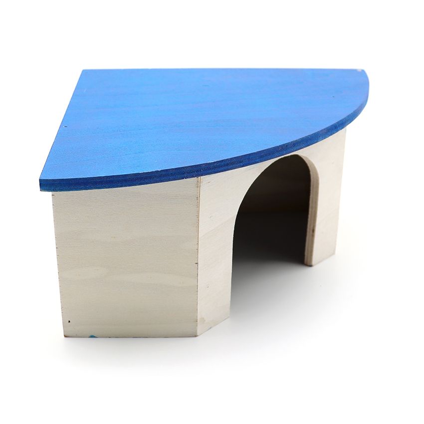 croci-wood-corner-house-maison-rongeur-bois-toit-bleu-29x13x21 image 2