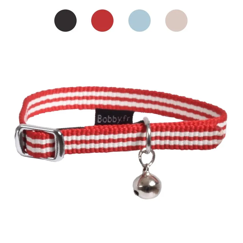 croci-bobby-stripe-collier-chat-nylon-bleu-ciel image 1
