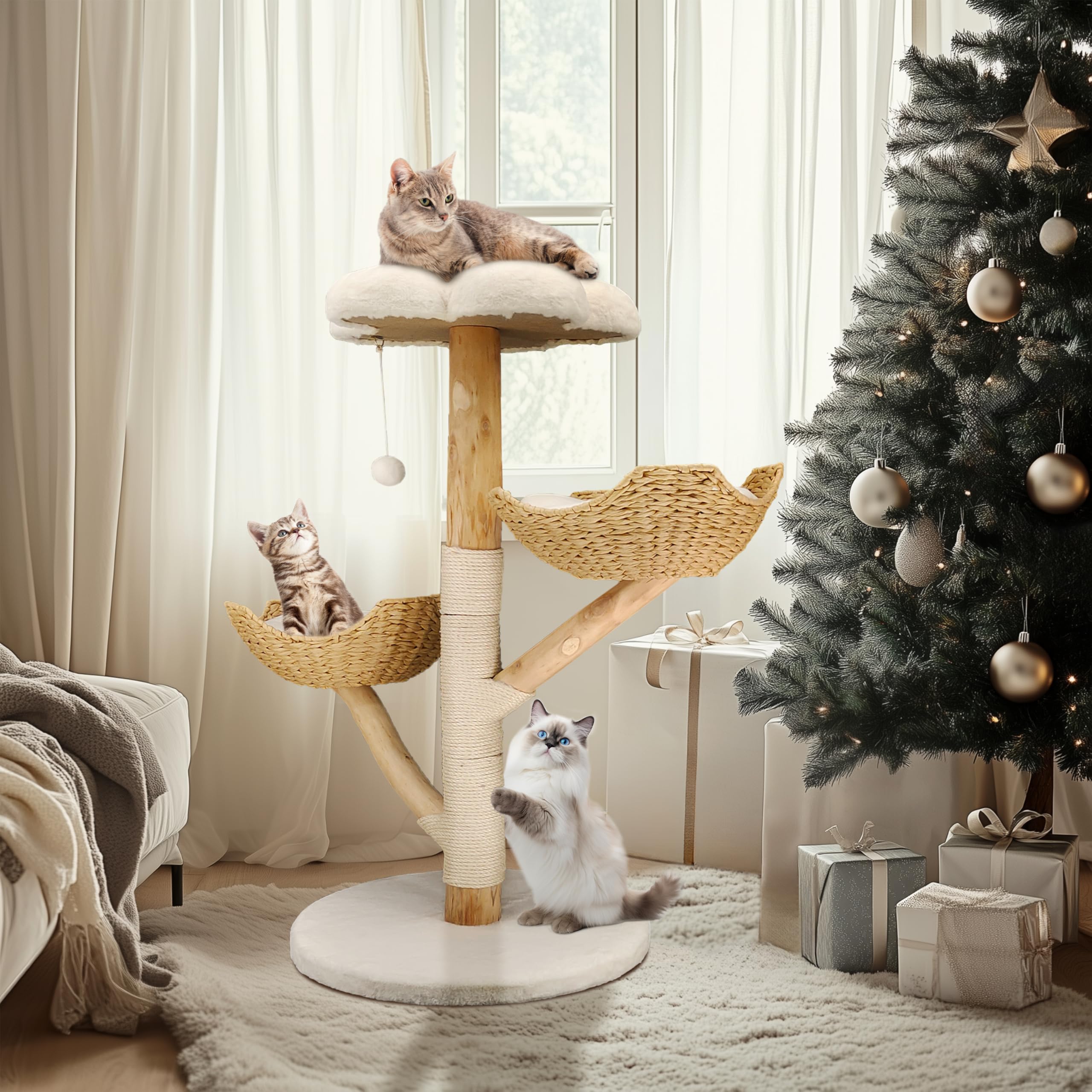bingopaw-cat-climber-arbre-chat-bois-111cm-3-plateformes image 2