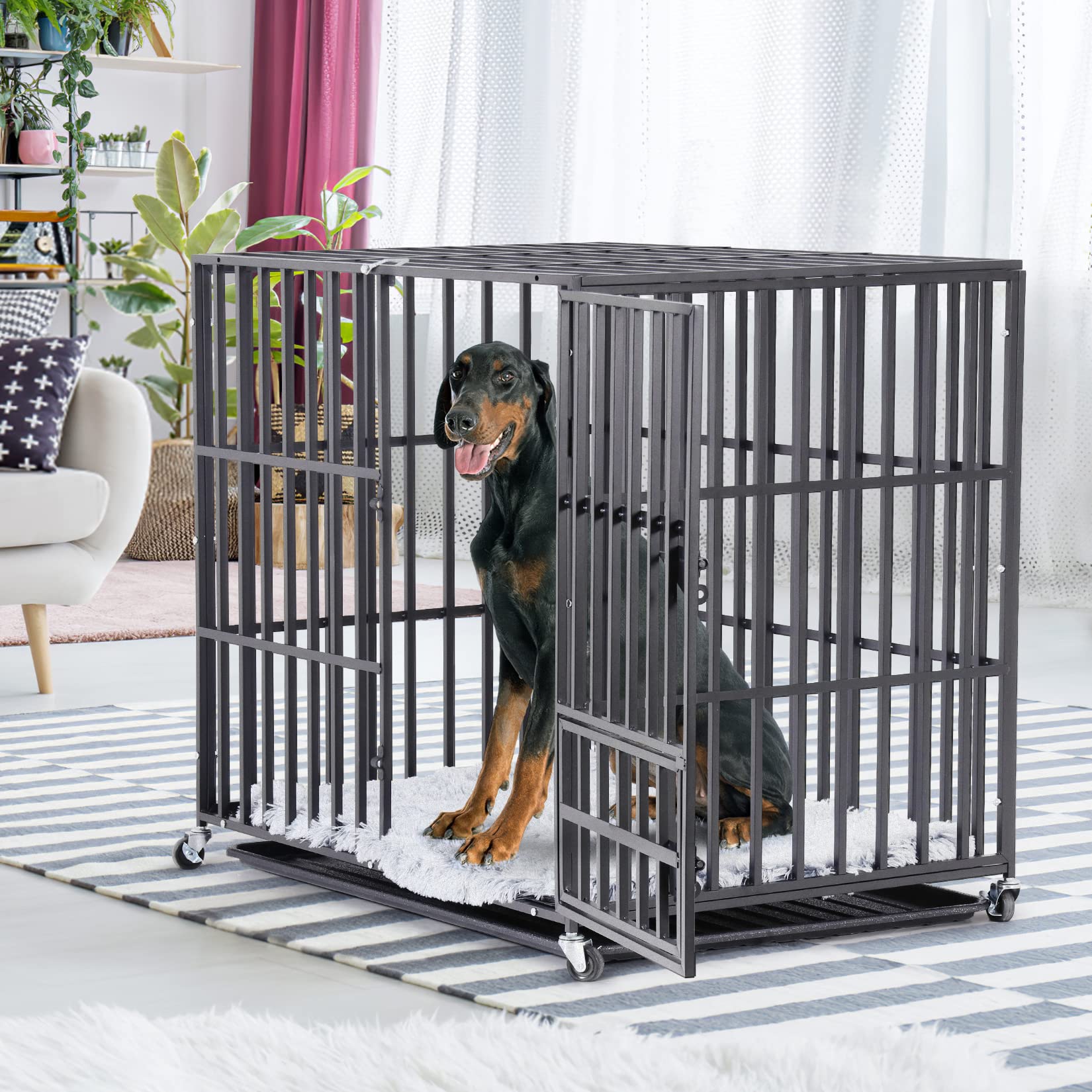 bingopaw-dog-crate-cage-chien-xxl-117cm-m-tal-roulettes image 2