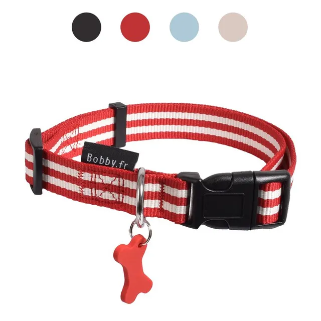 croci-bobby-stripe-collier-nylon-chien-ray-rouge-25-40-cm image 1