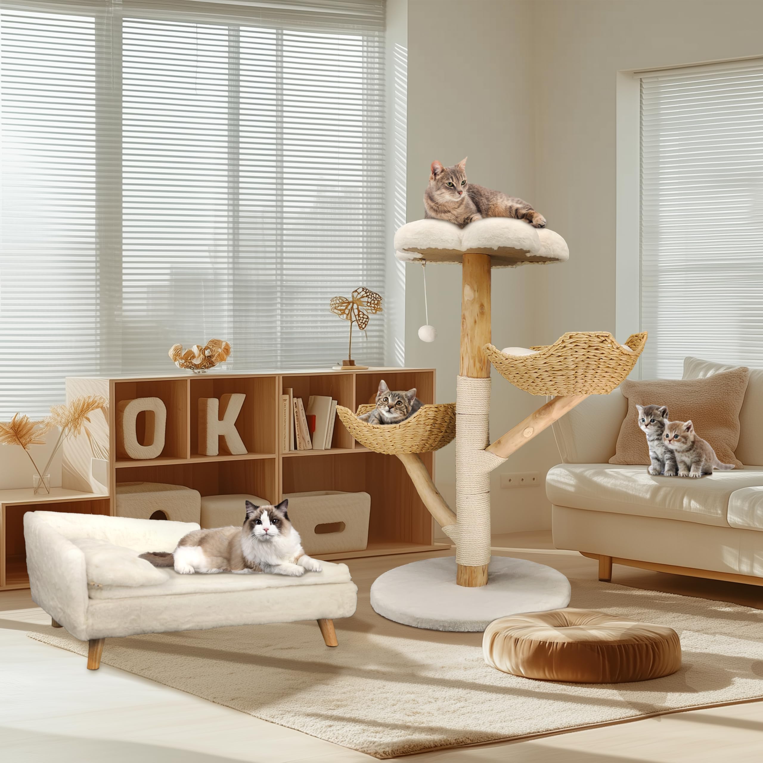 bingopaw-cat-climber-arbre-chat-bois-111cm-3-plateformes image 3
