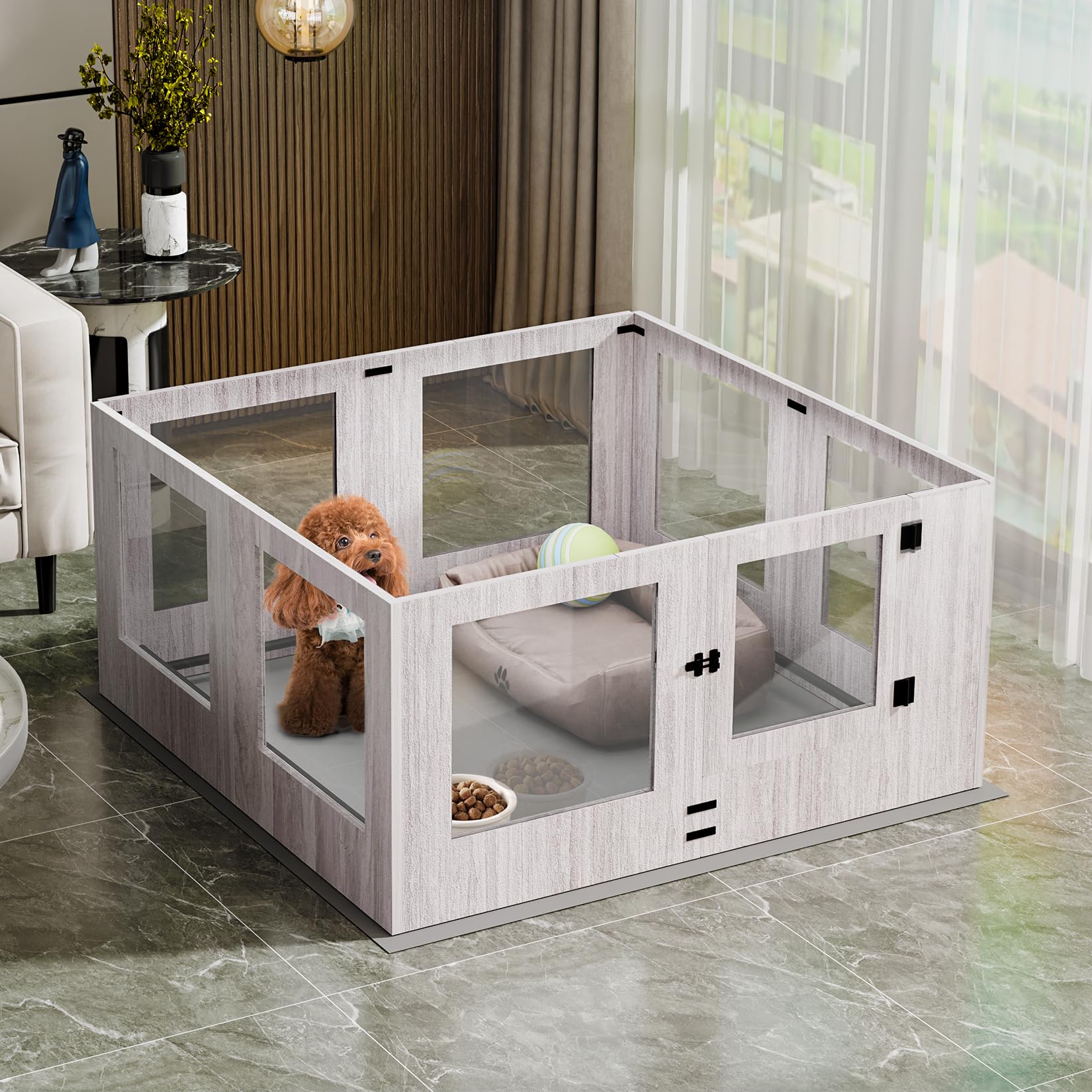 bingopaw-playpen-fence-parc-chien-verre-120cm-parc-complet-tapis image 2